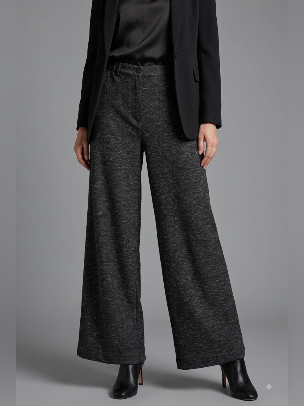 Max Studio London Wide Leg Trousers Charcoal Grey L NWT